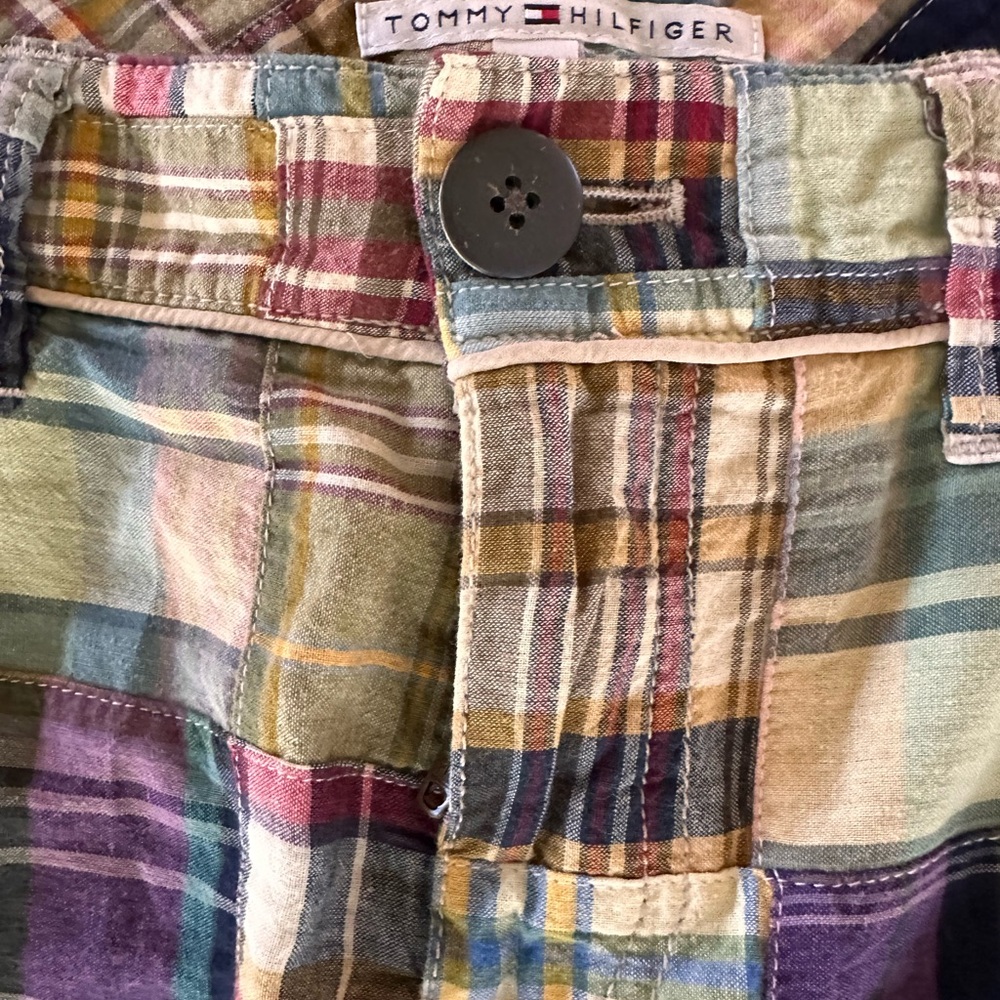 Tommy Hilfiger Patchwork Plaid Mini Skirt Size 10 Cotton Preppy Madras 2007 - Picture 6 of 11